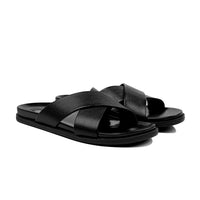 Elvo - Men's Black Pebble Grain Leather Slipper