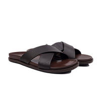 Elvo - Men's Dark Brown Pebble Grain Leather Slipper