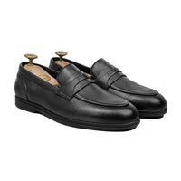 Virello - Men's Black Pebble Grain  Leather Loafer