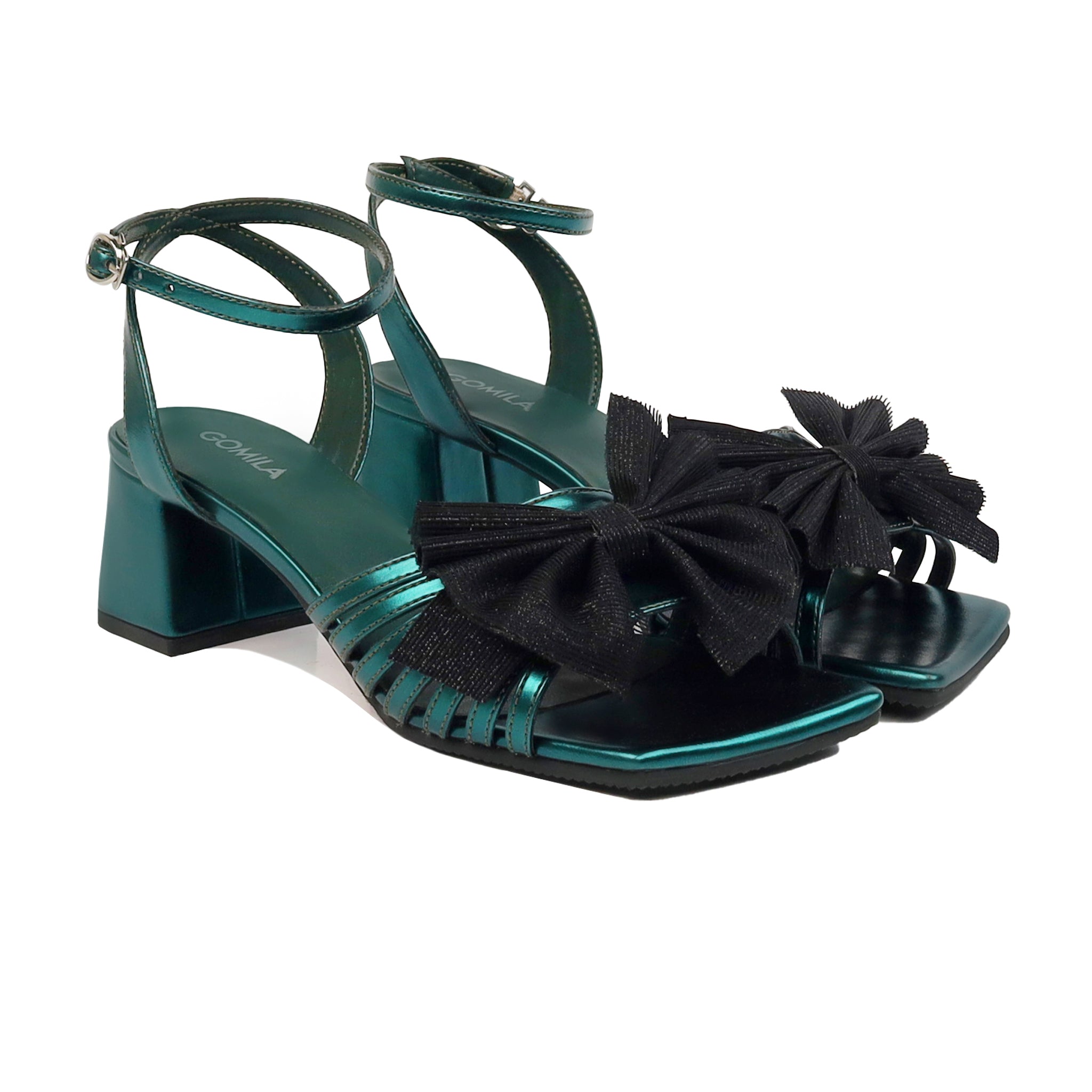 Elniva - Women's Teal Strapped 50mm Heel