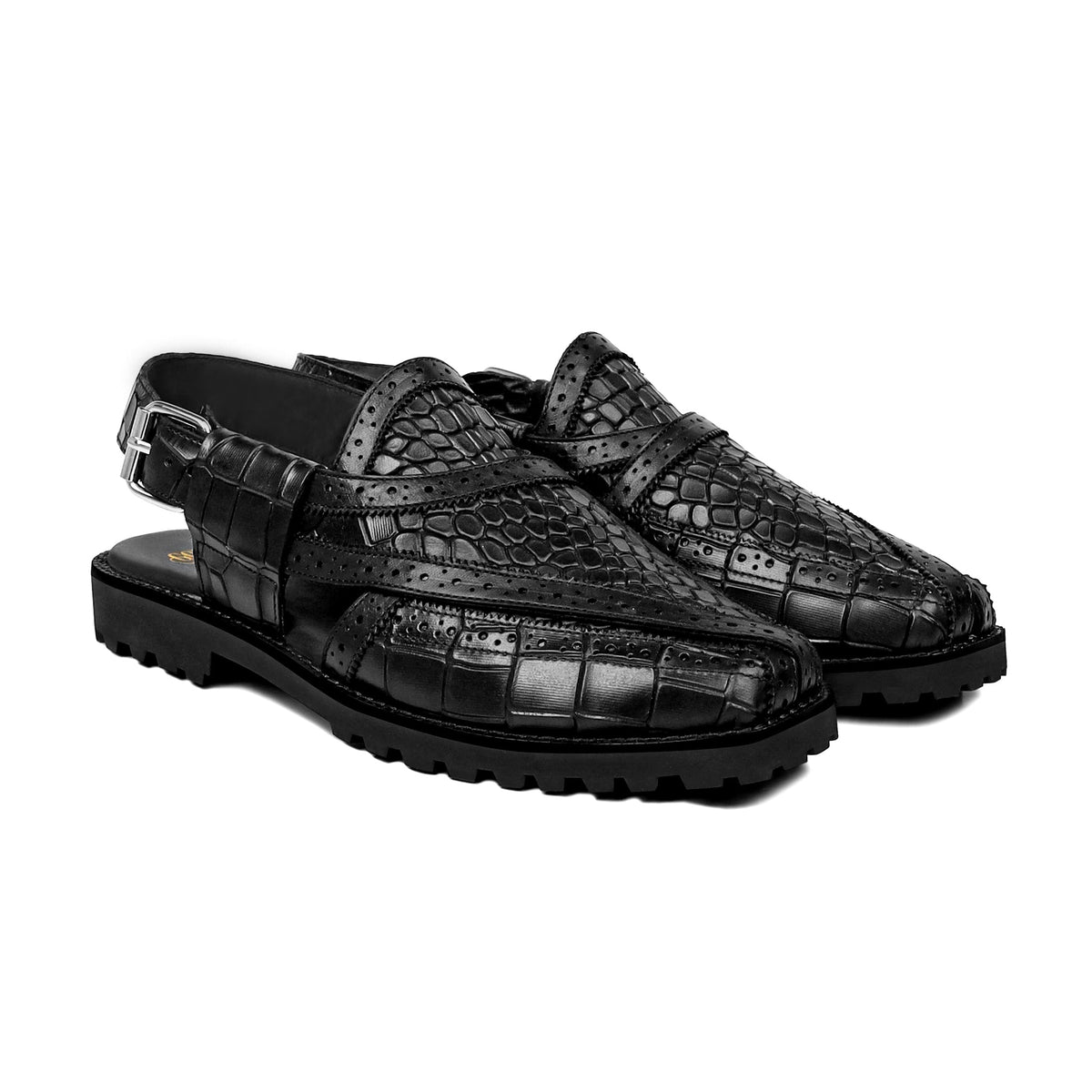 Kyou - Men's Black Calf Leather Sandal