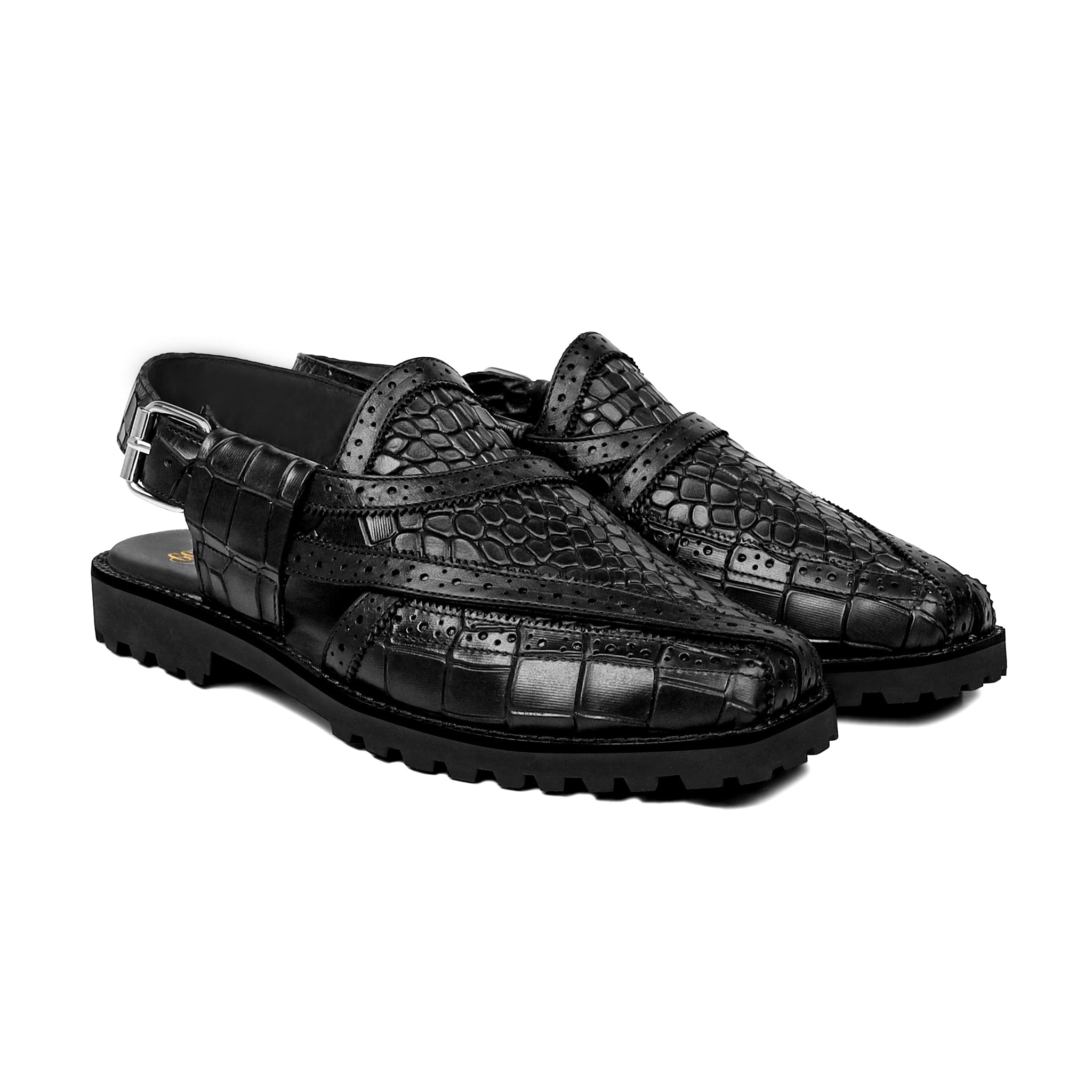 Kyou - Men's Black Calf Leather Sandal