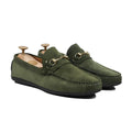 Renzo - Men's Olive Green Suede Driver Shoe