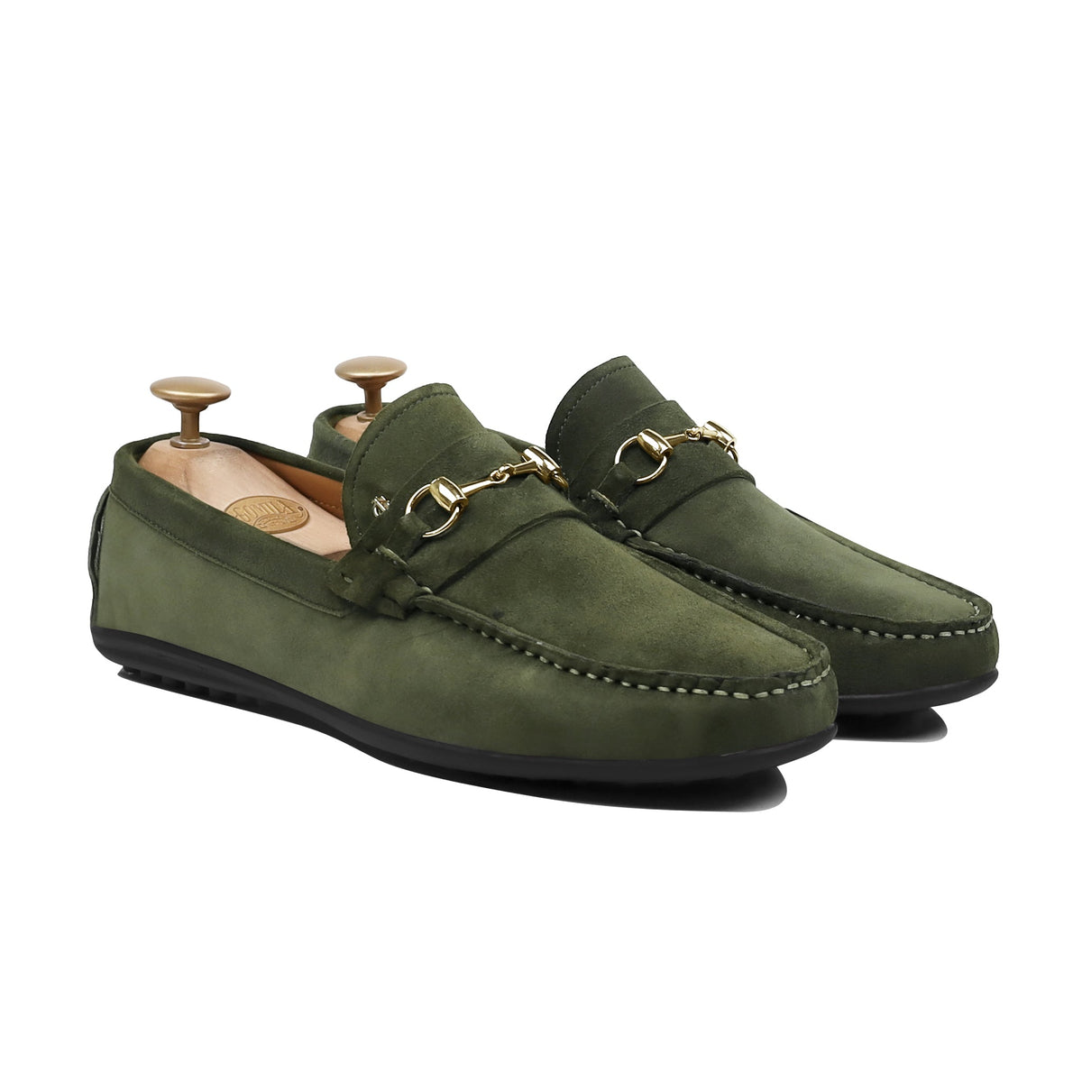 Renzo - Men's Olive Green Suede Driver Shoe