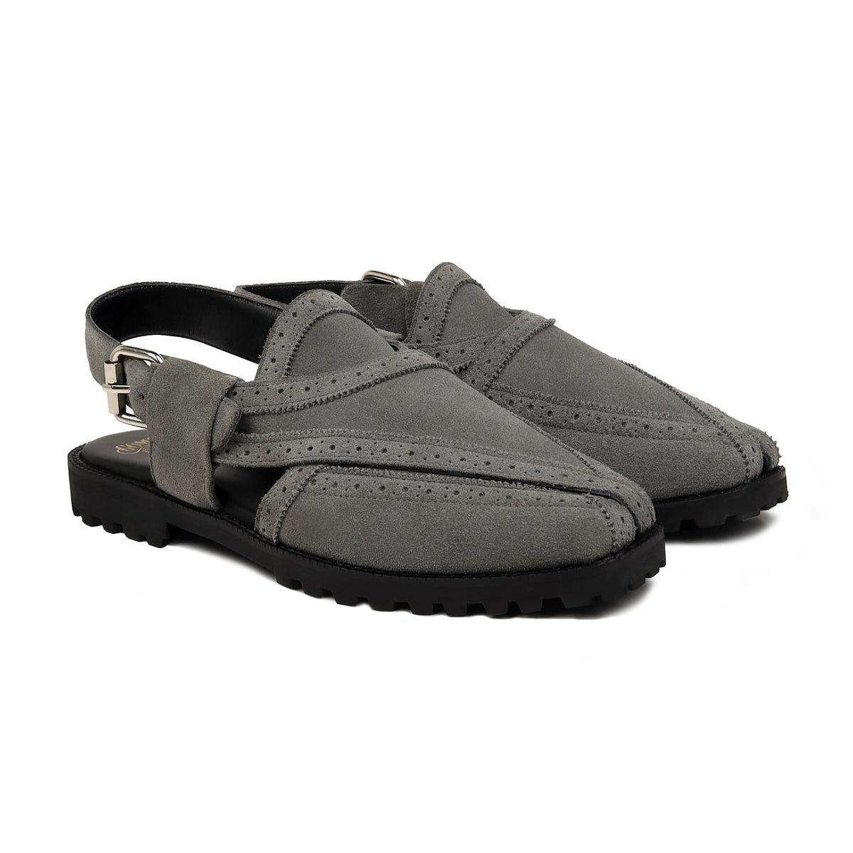 Nao - Men's Charcoal Gray Suede Leather Sandal