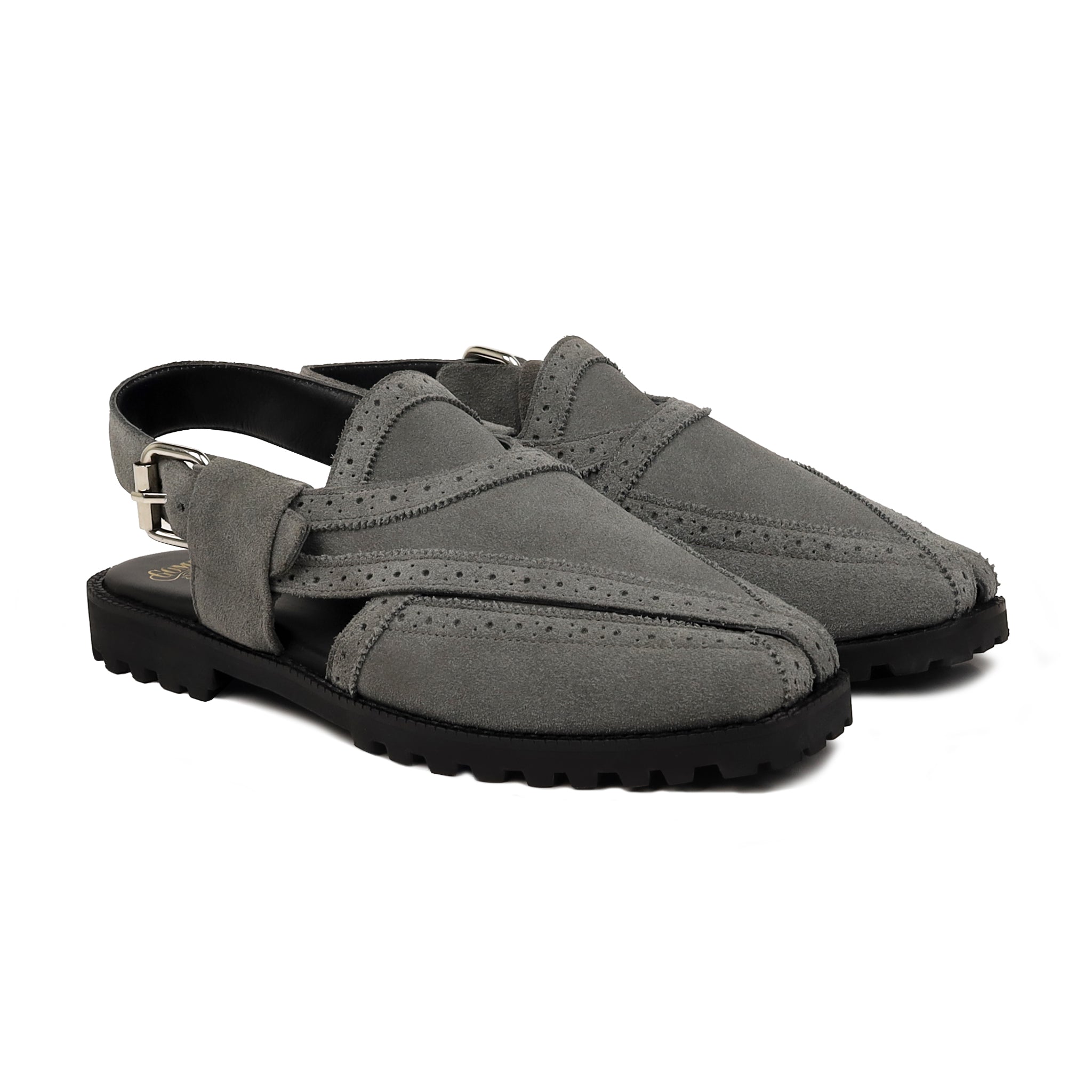 Nao - Men's Charcoal Gray Suede Leather Sandal