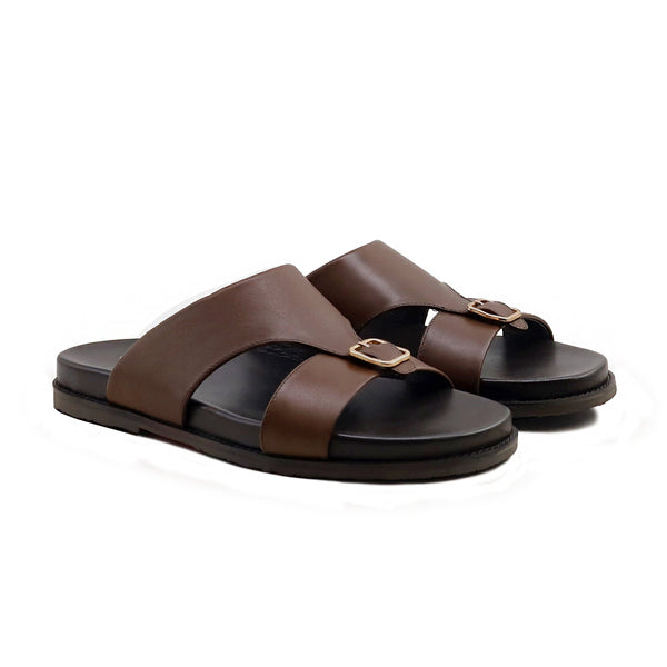 Solux - Men's Brown Calf Leather Slipper