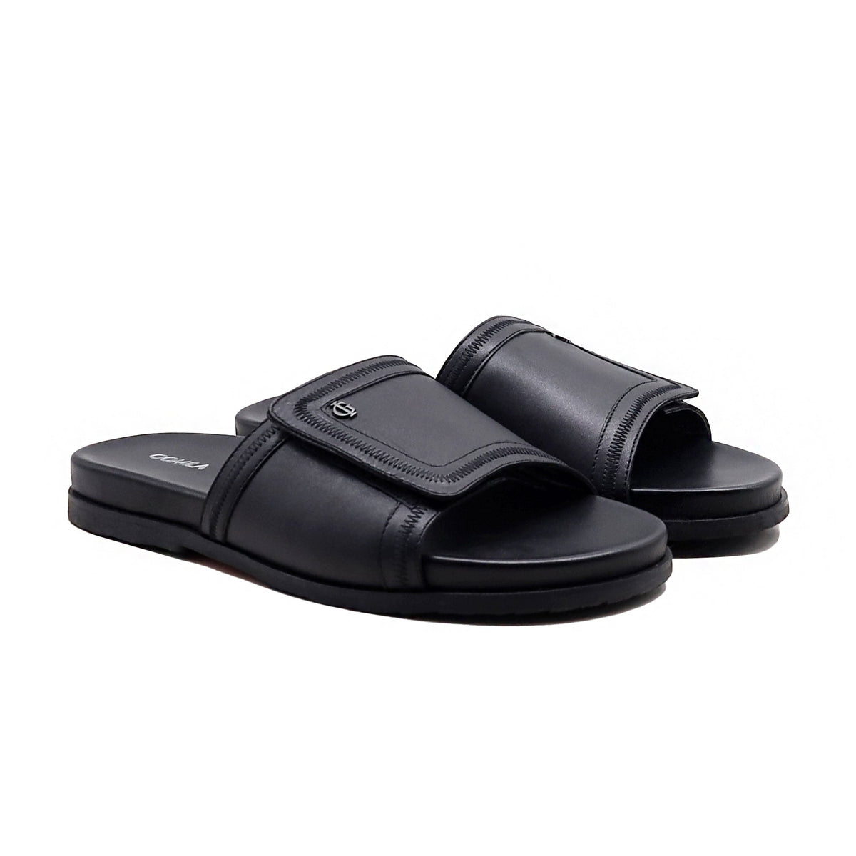 Jaime - Men's Black Calf Leather Slipper