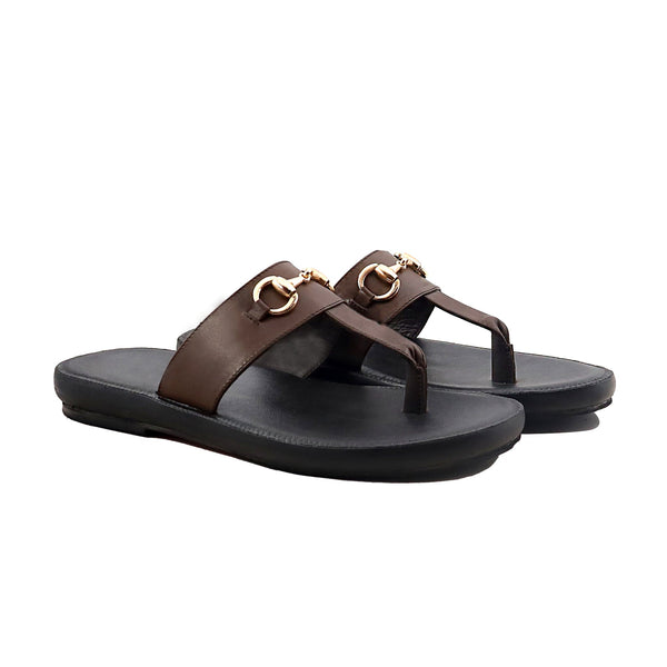 Coviqo - Men's Dark Brown Calf Leather Slipper