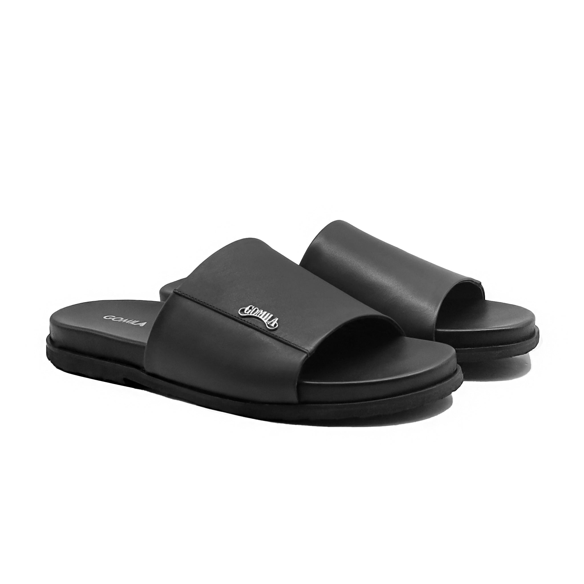 Julio - Men's Black Calf Leather Slipper