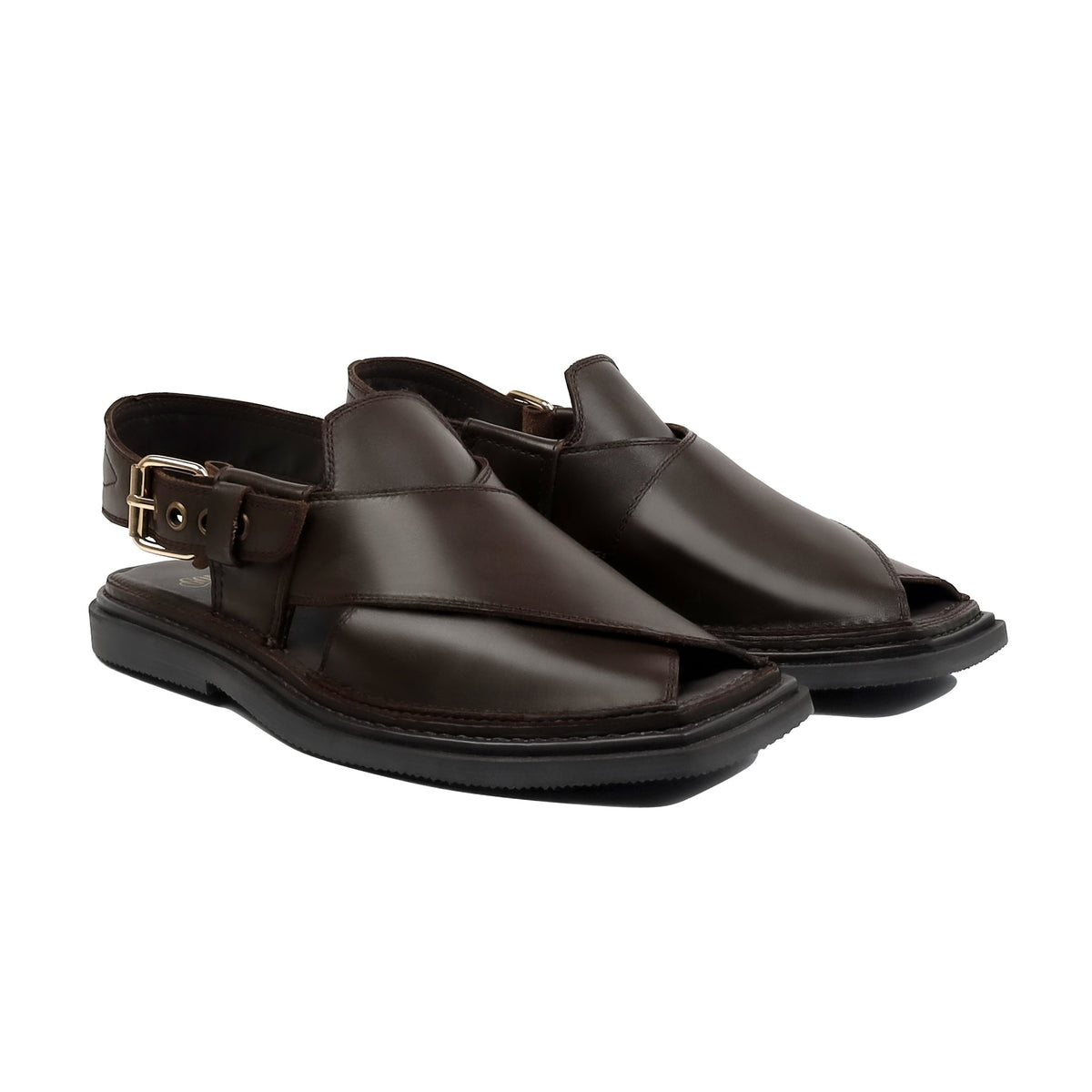 Vezno - Men's Dark Brown Calf Leather Sandal - Goodyear Welted