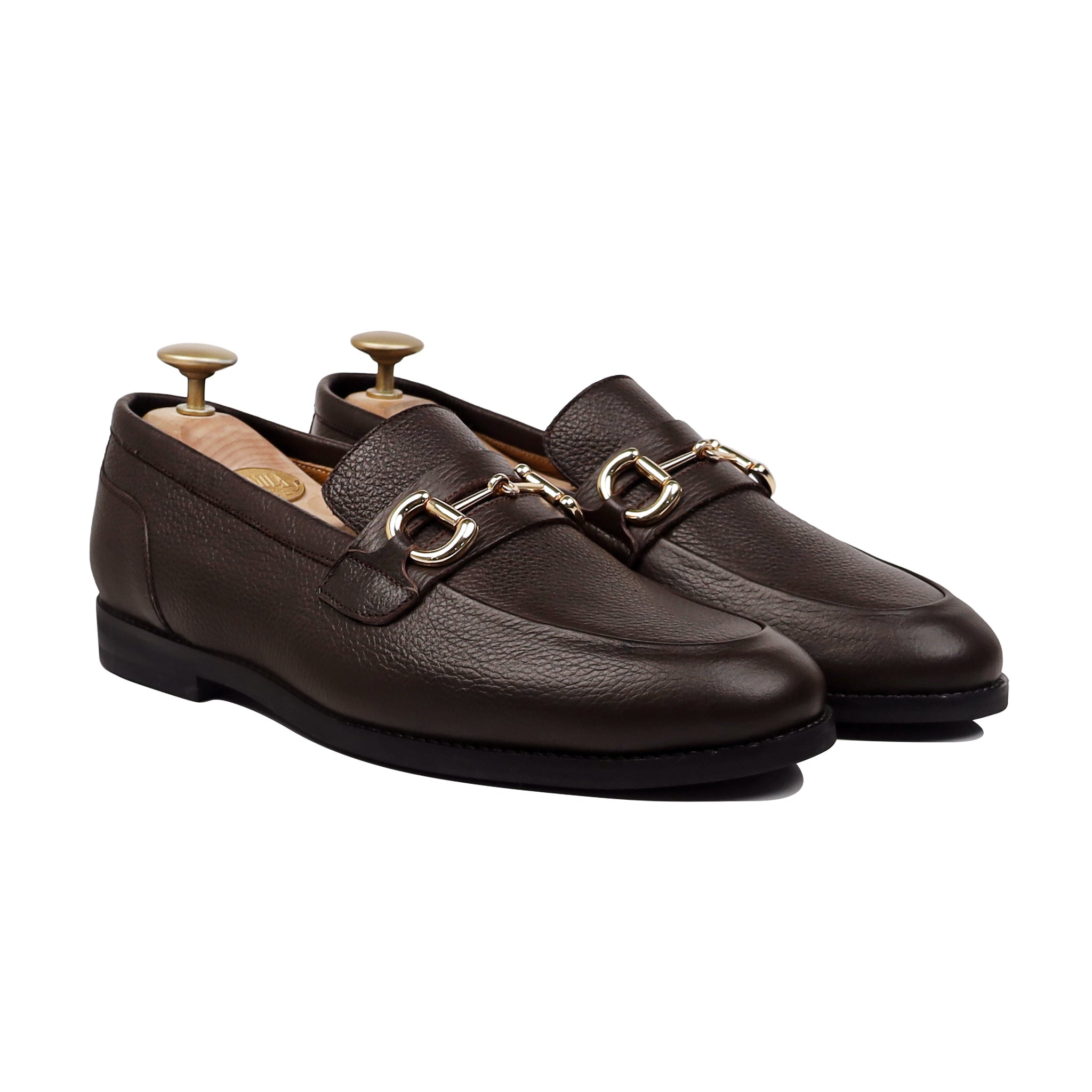 Leory - Men's Dark Brown Pebble Grain Leather Loafer