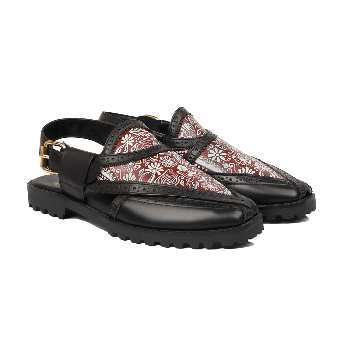 Maxton - Men's Black Hand Painted Sandal