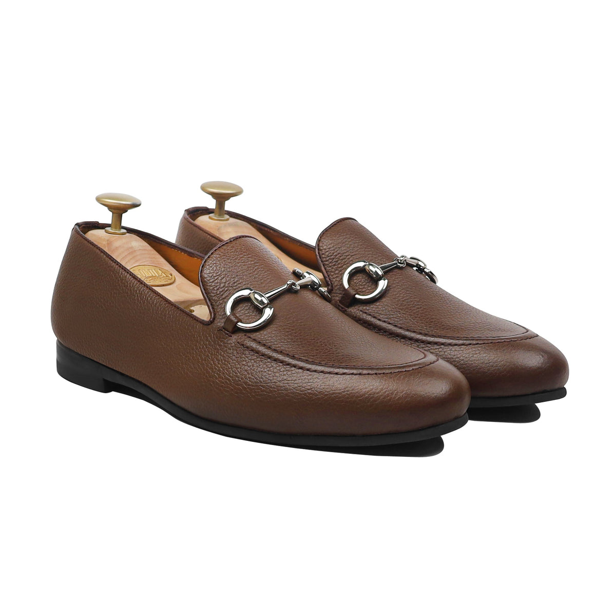 Byron - Men's Brown Pebble Grain Leather Loafer