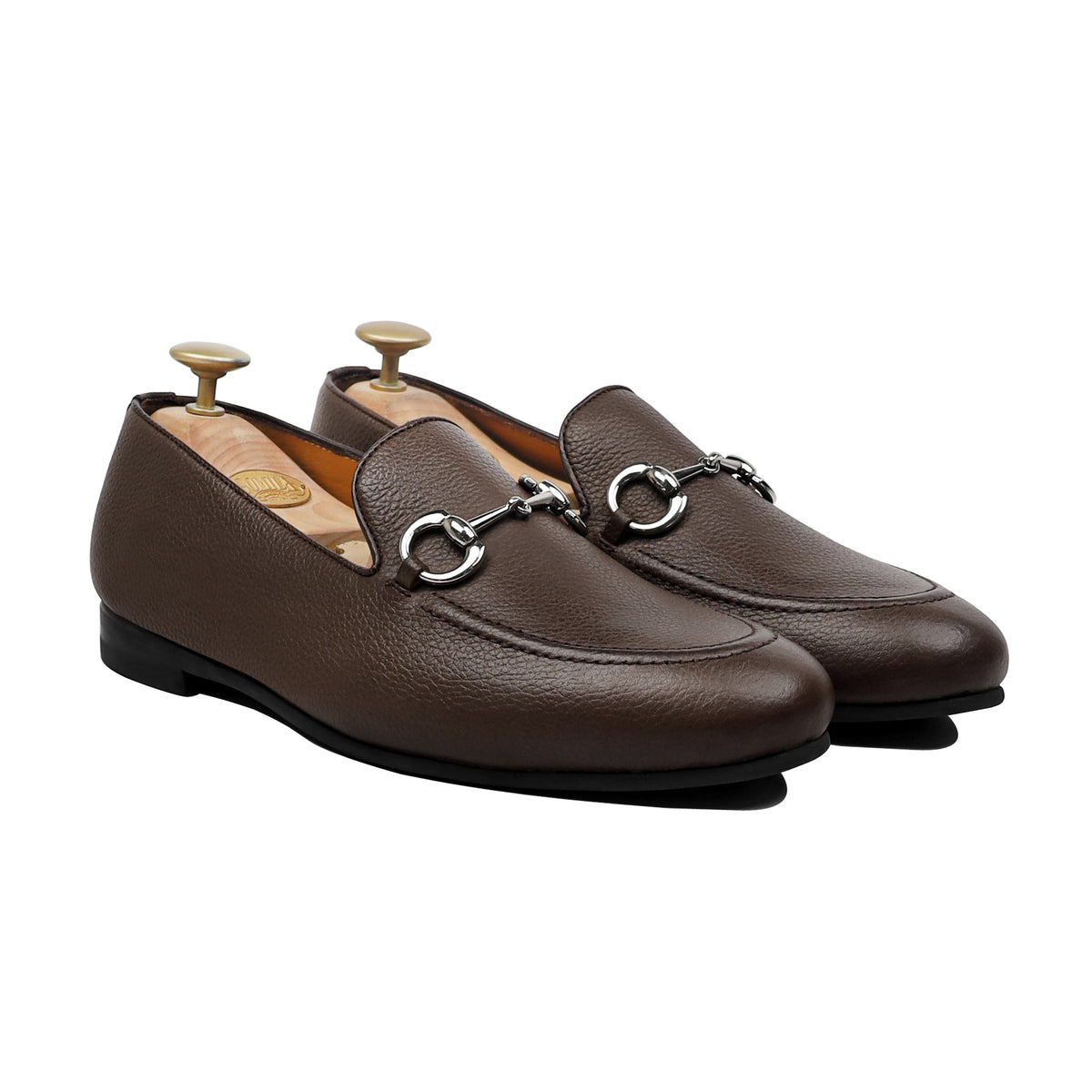 Byron - Men's Dark Brown Pebble Grain Leather Loafer