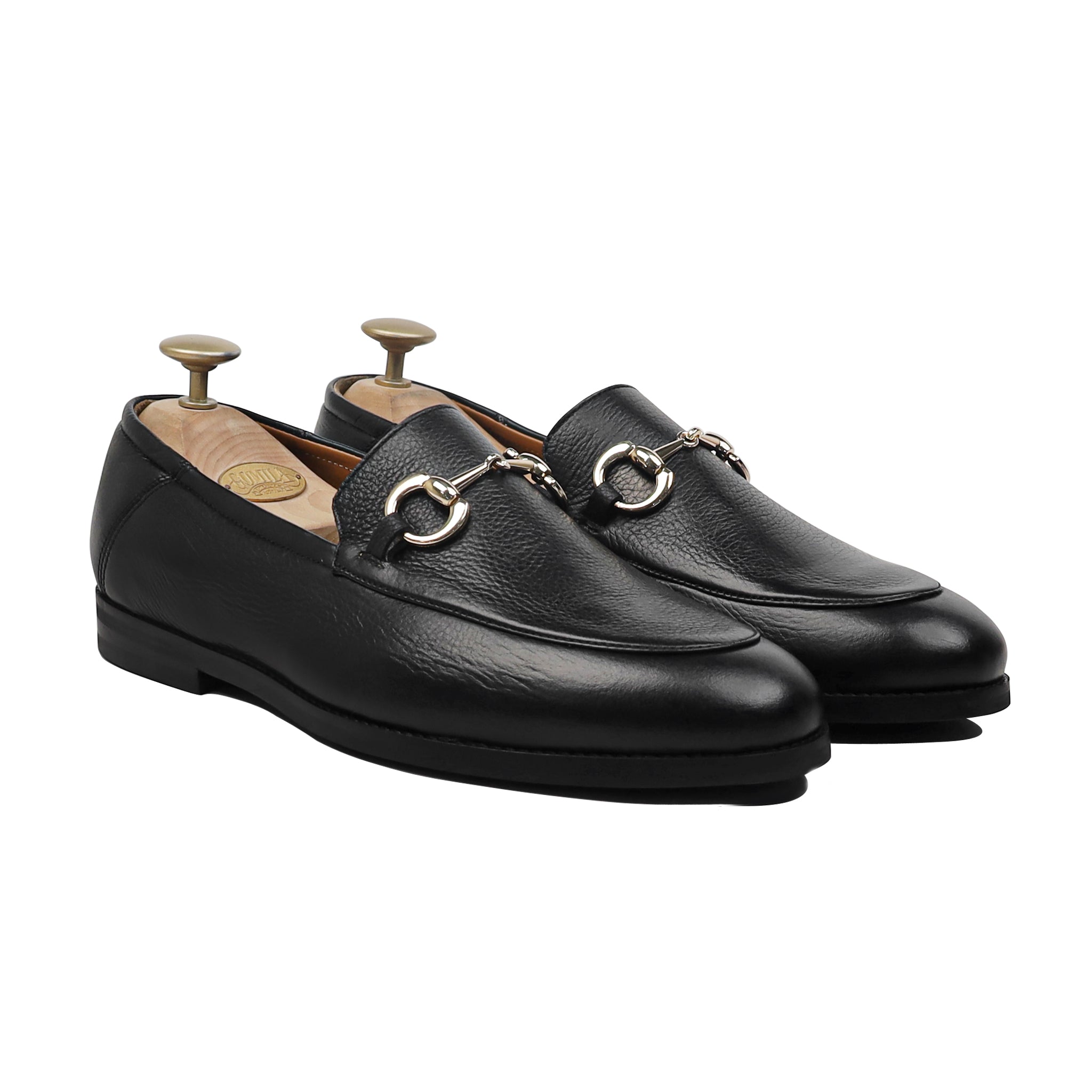 Megumy - Men's Black Pebble Grain  Leather Loafer