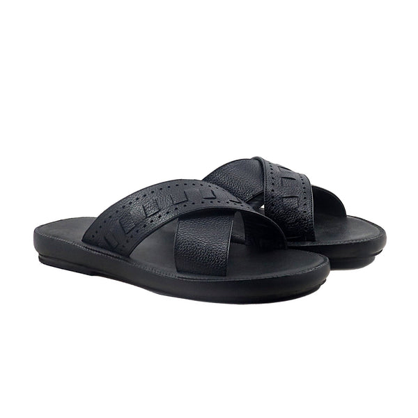 Argo - Men's Black Pebble Grain Leather Slipper