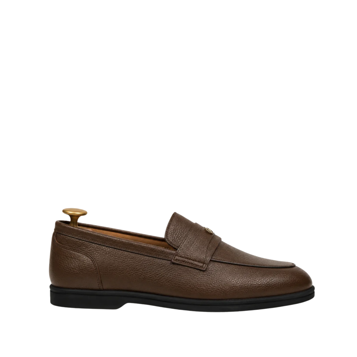Virello - Men's Brown Pebble Grain  Leather Loafer
