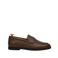 Virello - Men's Brown Pebble Grain  Leather Loafer