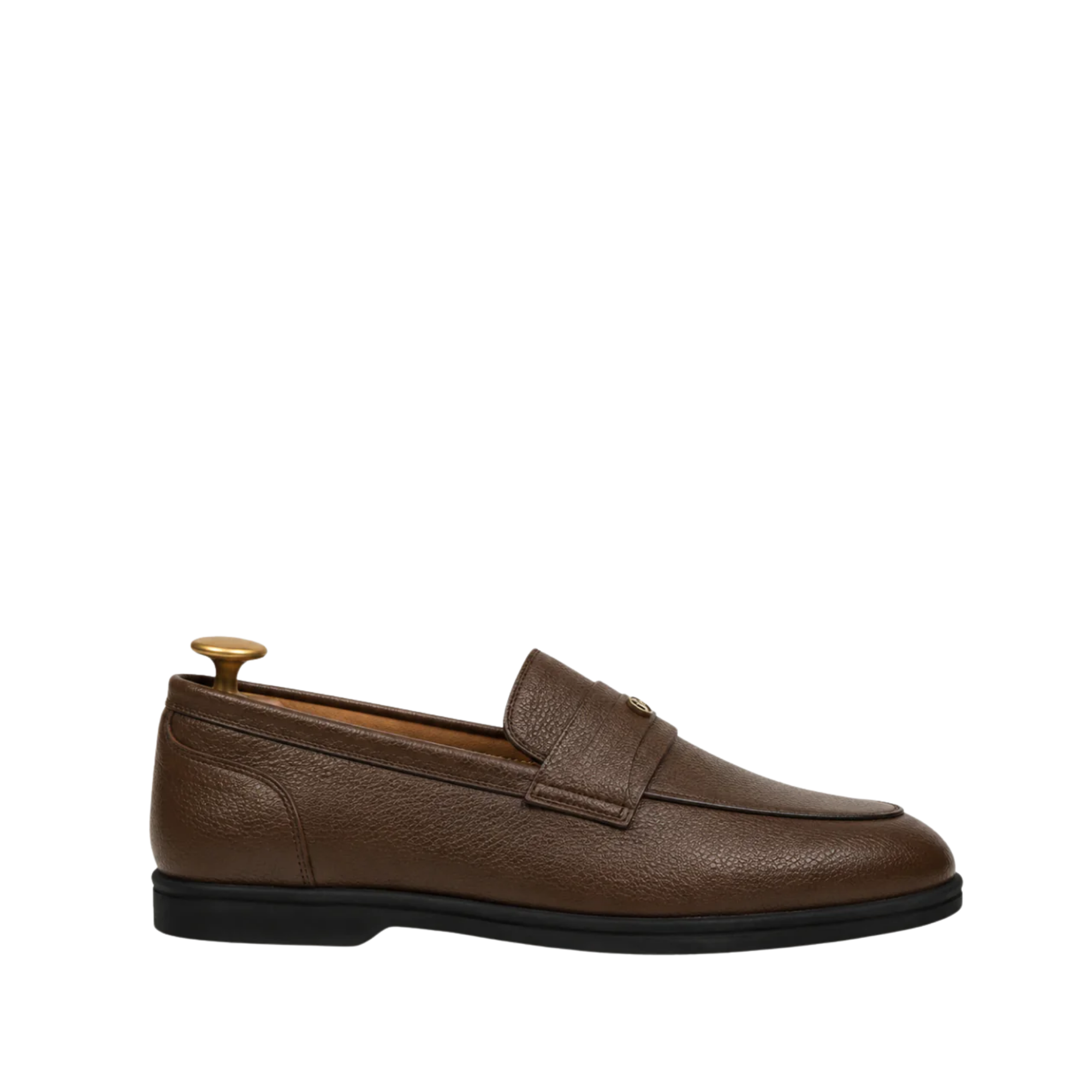 Virello - Men's Brown Pebble Grain  Leather Loafer