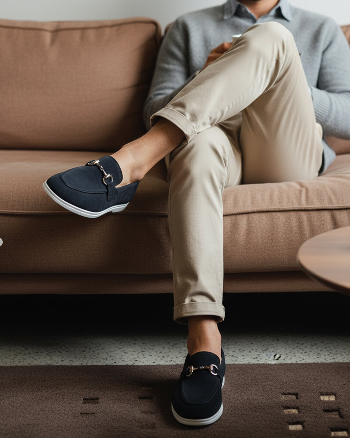 Vesco - Men's Dark Blue Suede Loafer