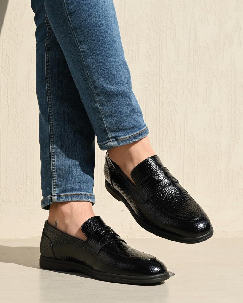 Mavix - Men's Black Patent Leather Loafer