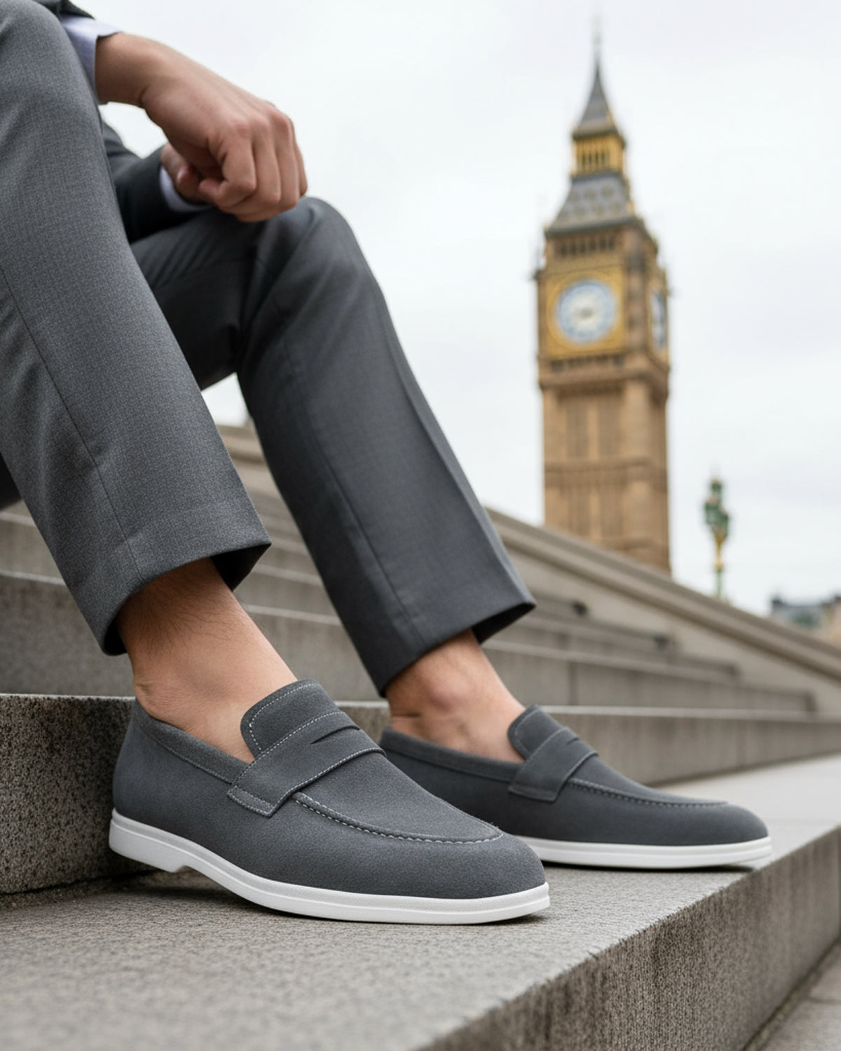 Harlow - Men's Charcoal Grey Suede Loafer