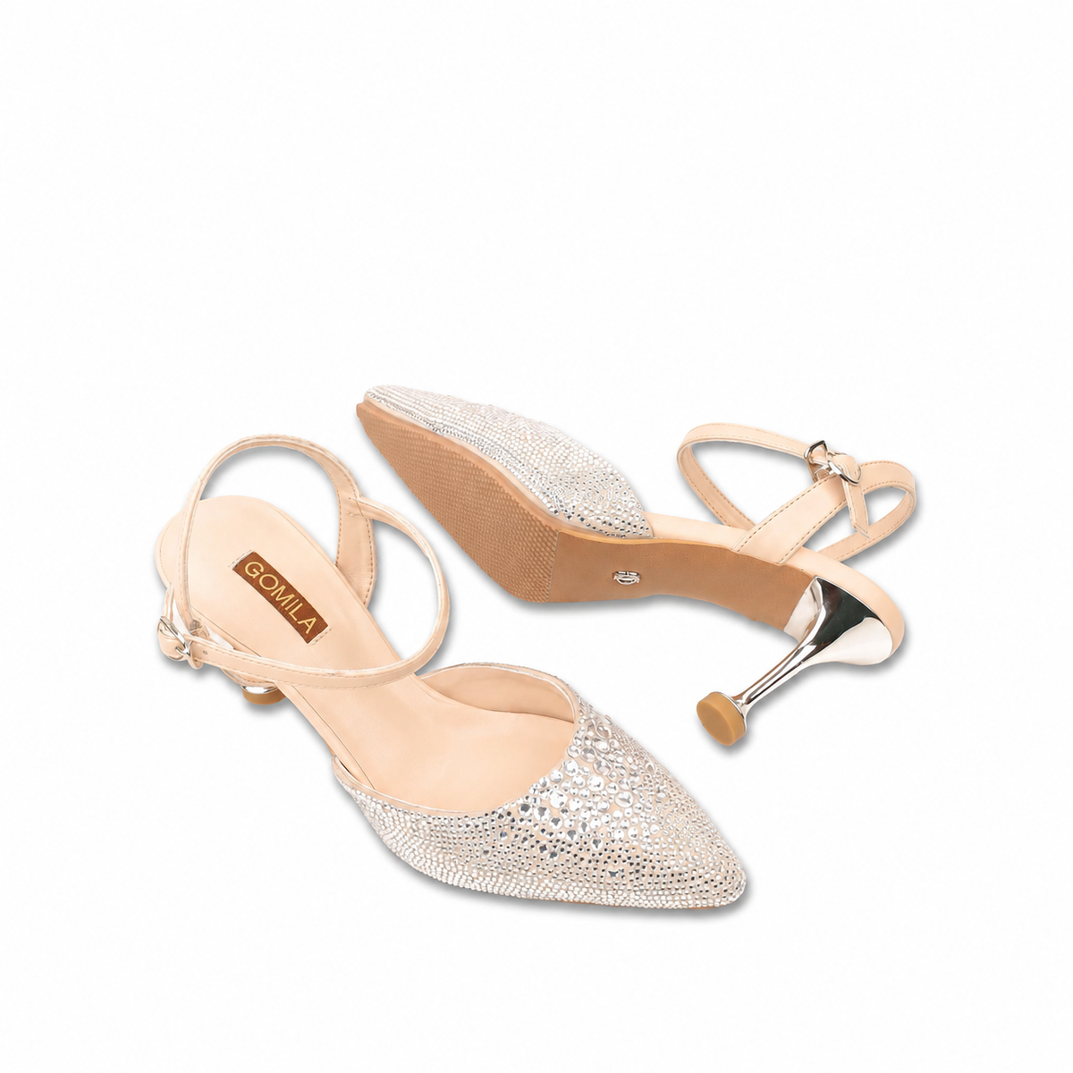 Vanessa - Women’s Champagne Rhinestone Heels