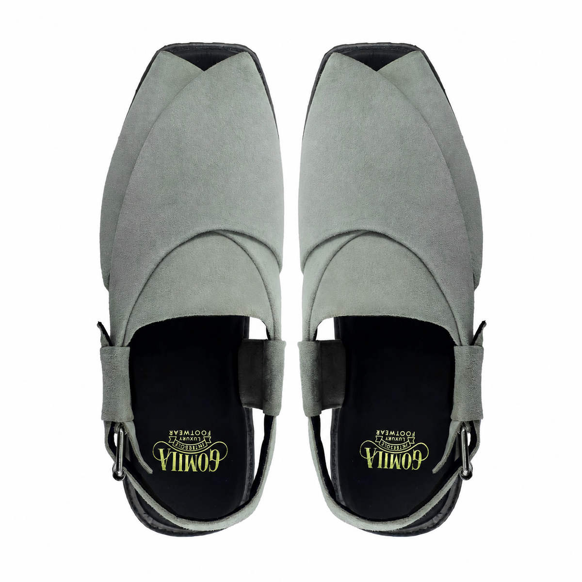 Carin - Men's Steel Grey Kid Suede Sandal