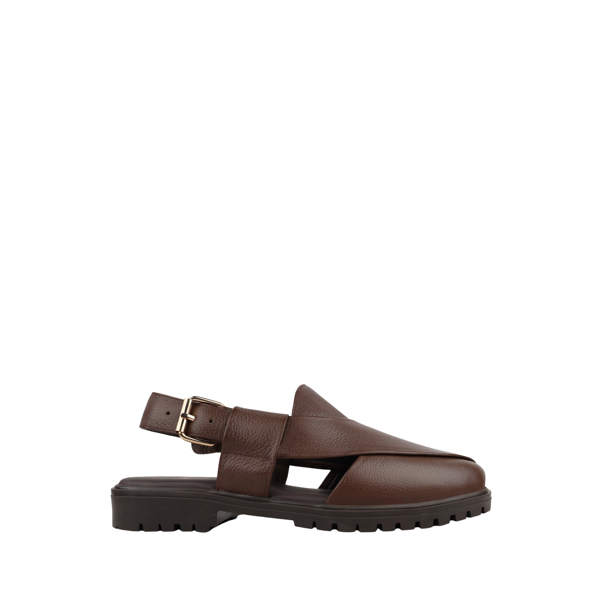 Bronx - Men's Chocolate Brown Pebble Grain Leather Sandal