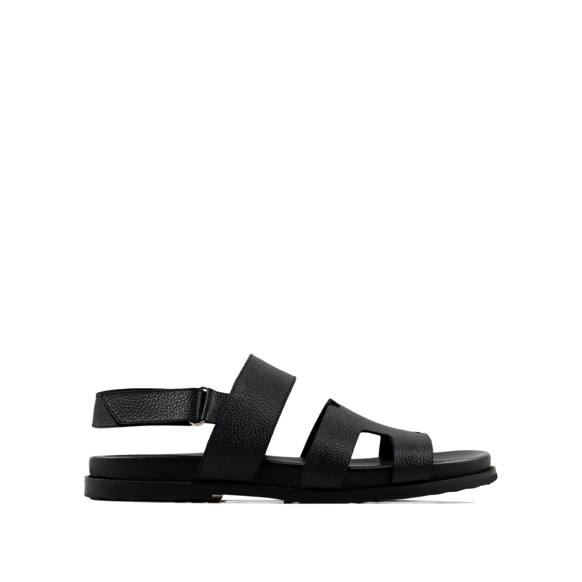 Reeve- Men's Black Pebble Grain Leather Sandal