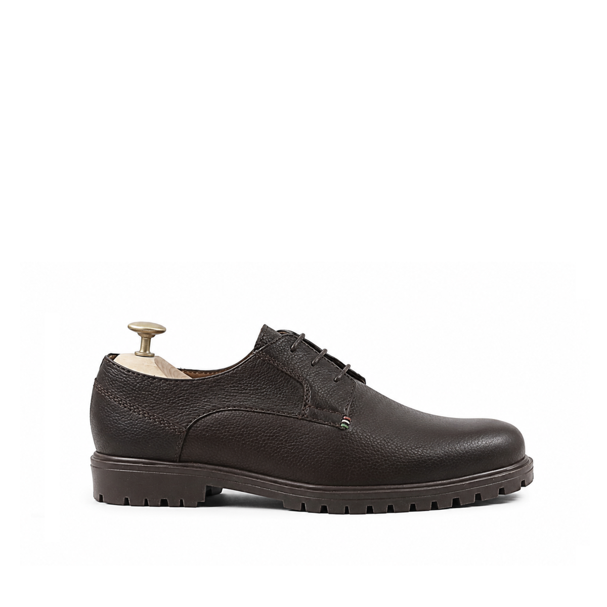 Demian - Men's Dark Brown Pebble Grain Derby Shoe