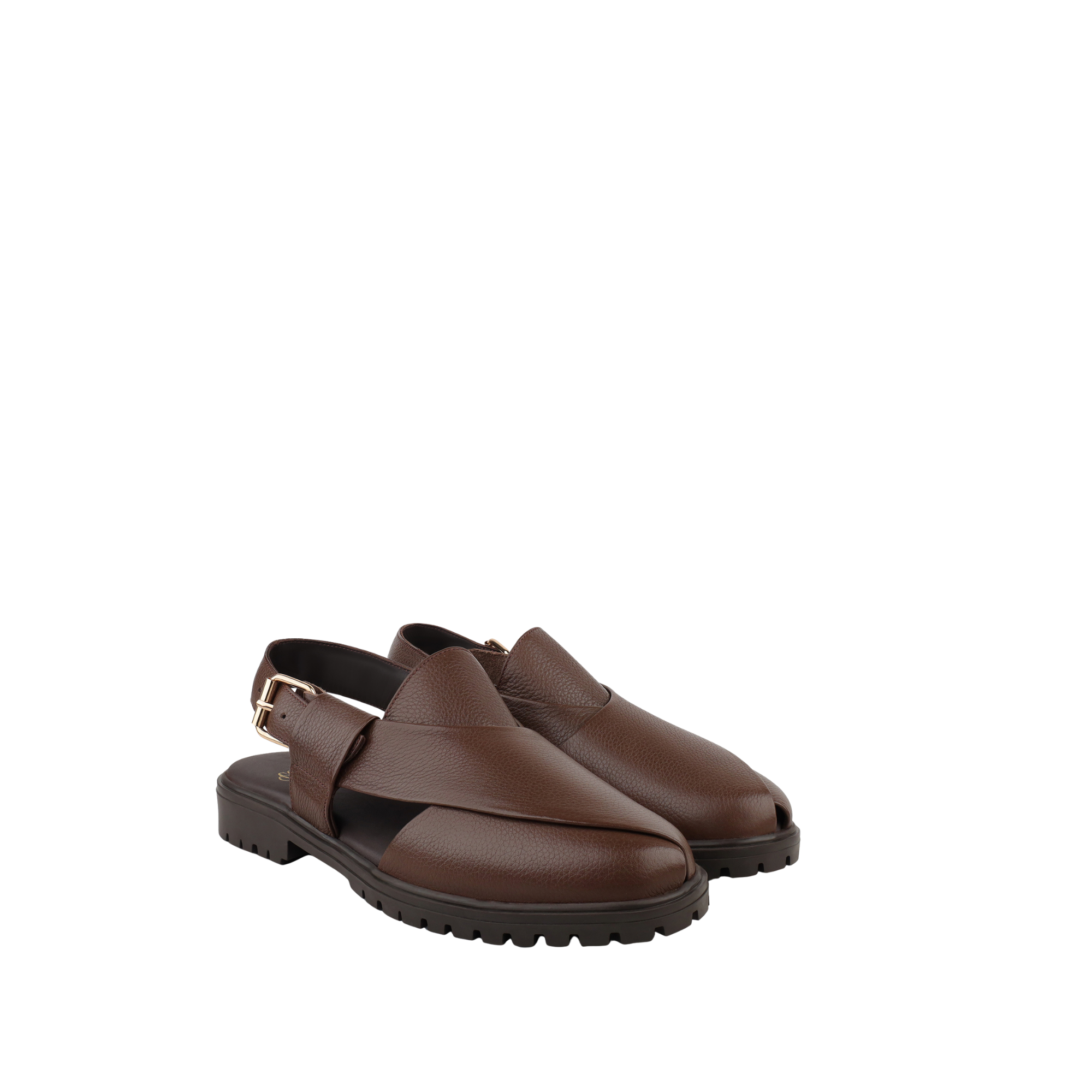Bronx - Men's Chocolate Brown Pebble Grain Leather Sandal