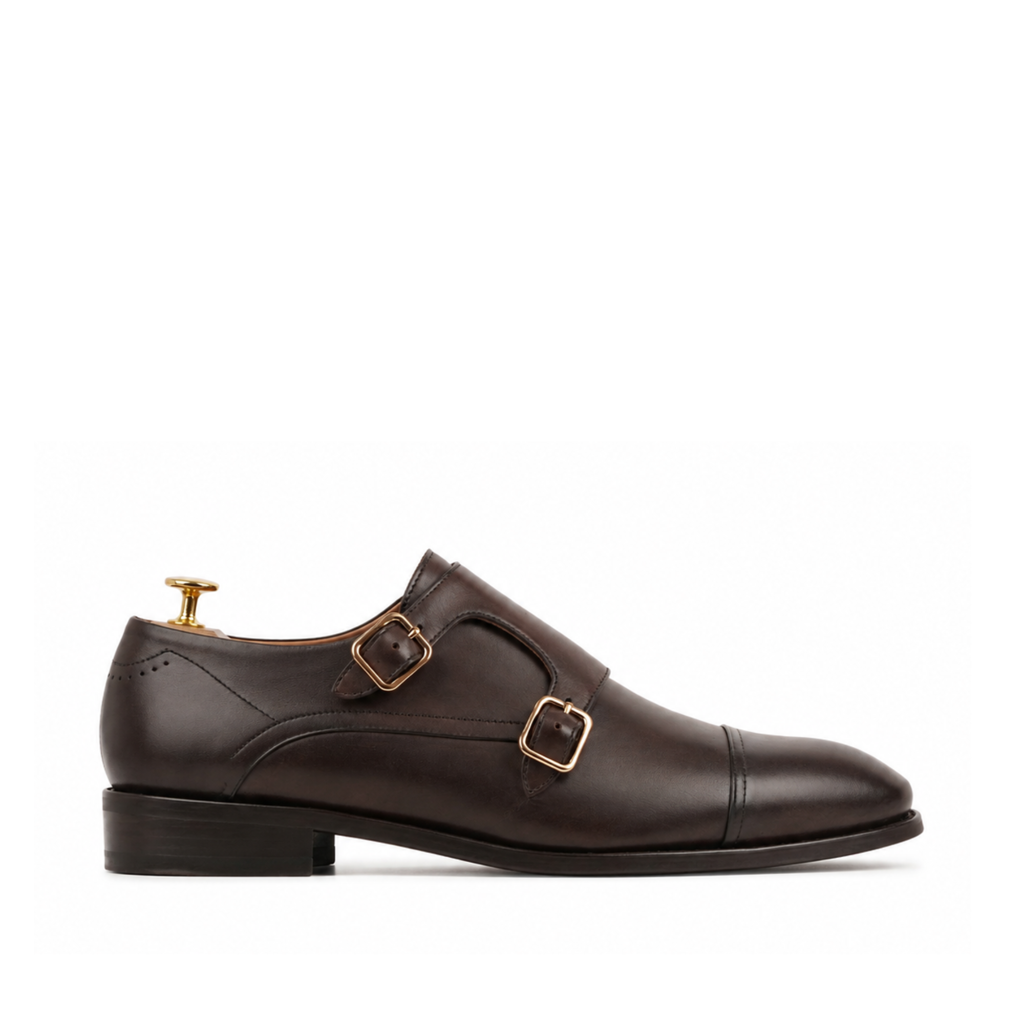 Sanford - Men's Dark Brown Calf Leather Double Monkstrap