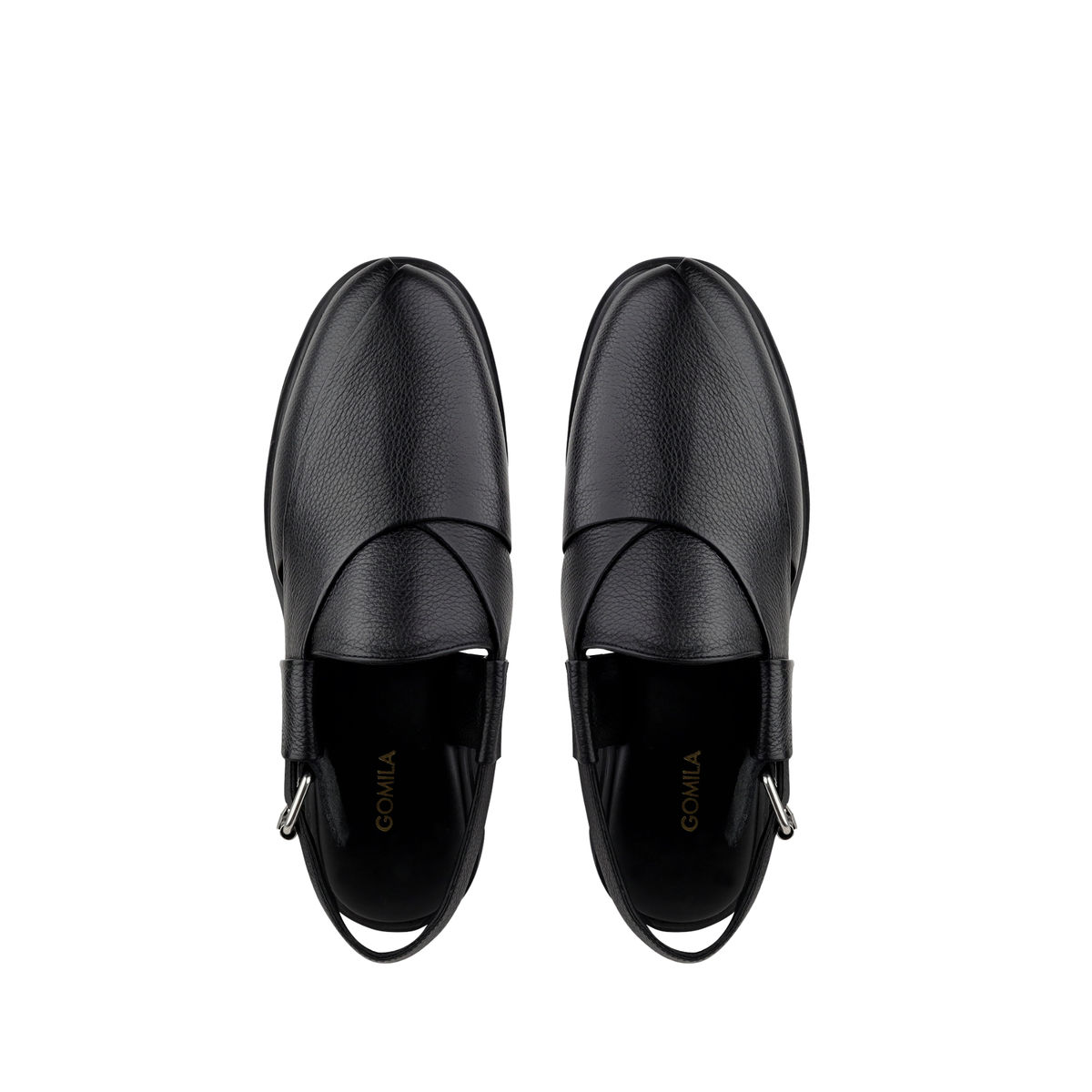 Bronx - Men's Black Pebble Grain Leather Sandal
