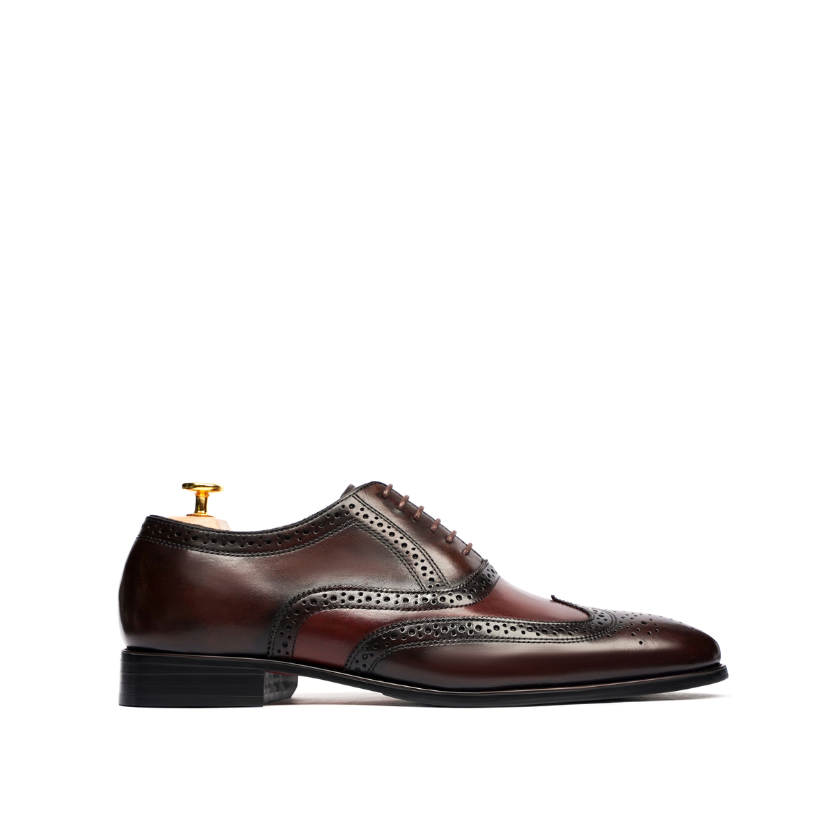Northa - Men's Burnished Brown Burgundy Calf Leather Oxford Shoe