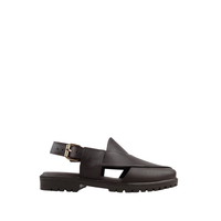 Bronx - Men's Dark Brown Pebble Grain Leather Sandal