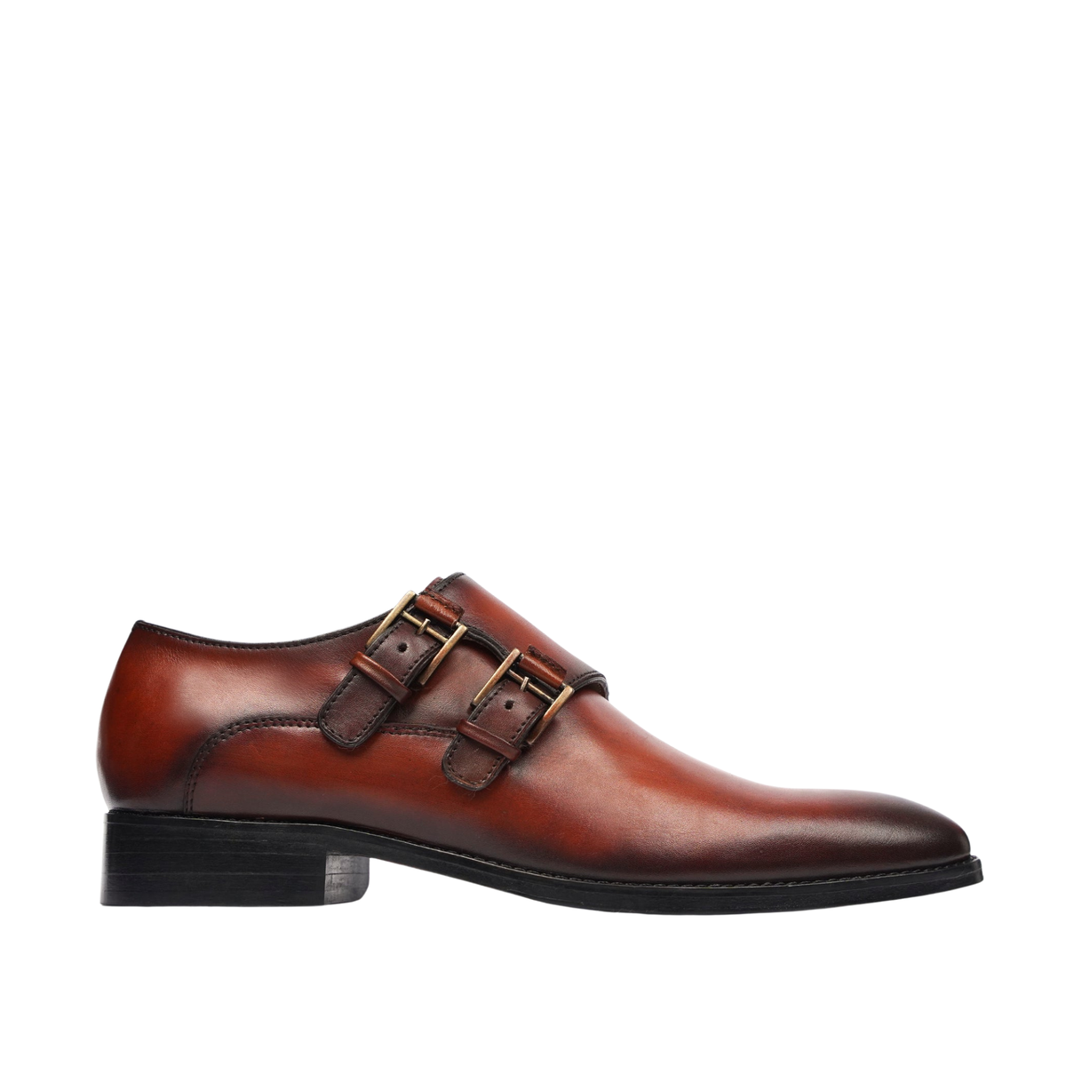 Kamburg - Men's Burnished Orange Tan Calf Leather Double Monkstrap