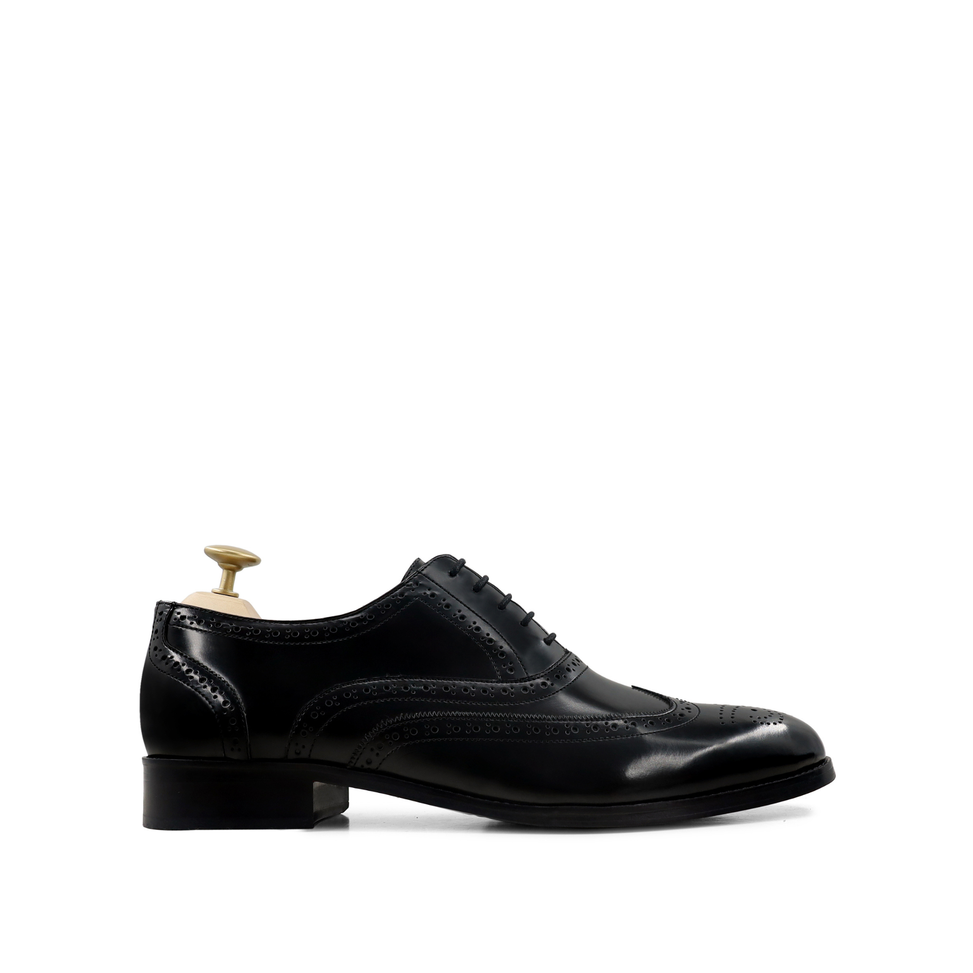 Fukiya - Men's Black Box Leather High Shine Oxford Shoe
