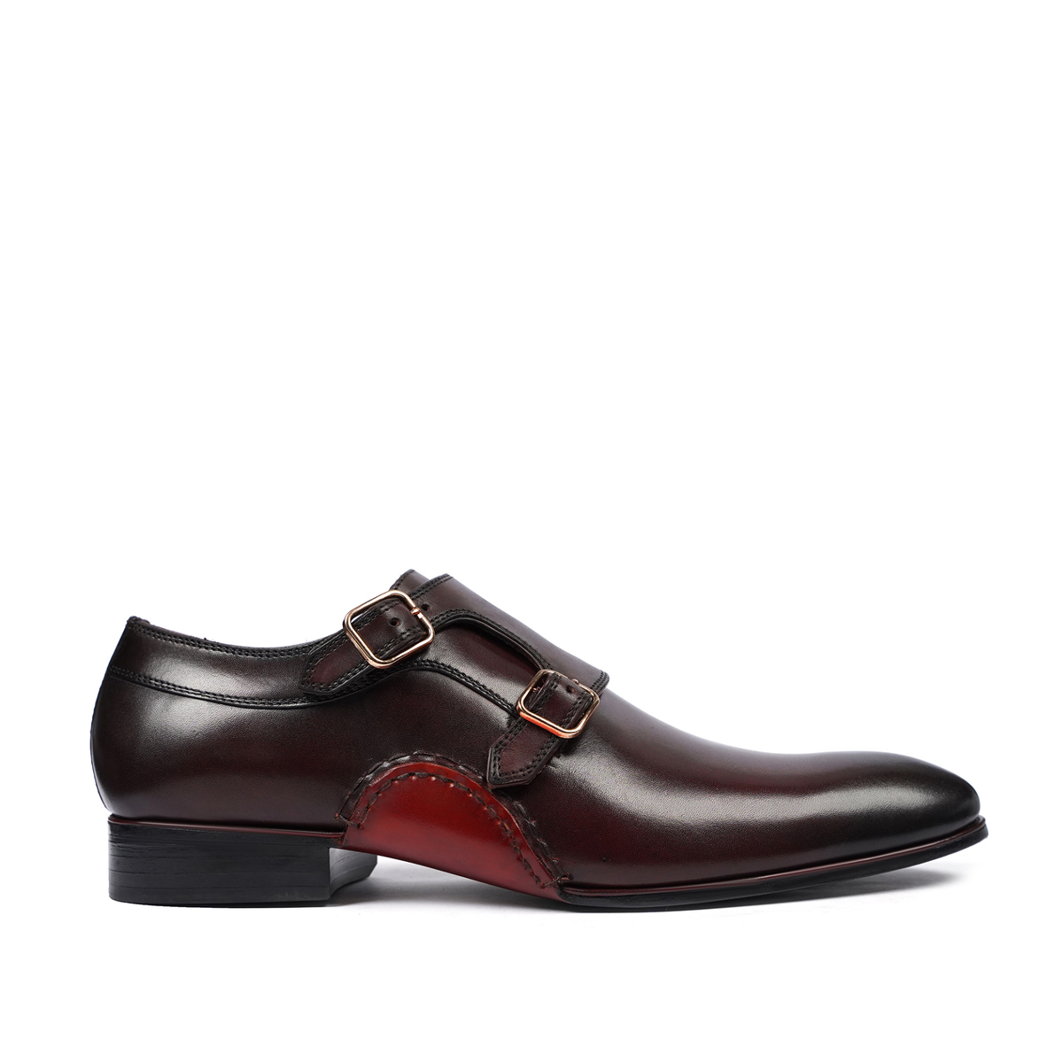 Steaphan - Men's Oxblood Patina Calf Leather Double Monkstrap