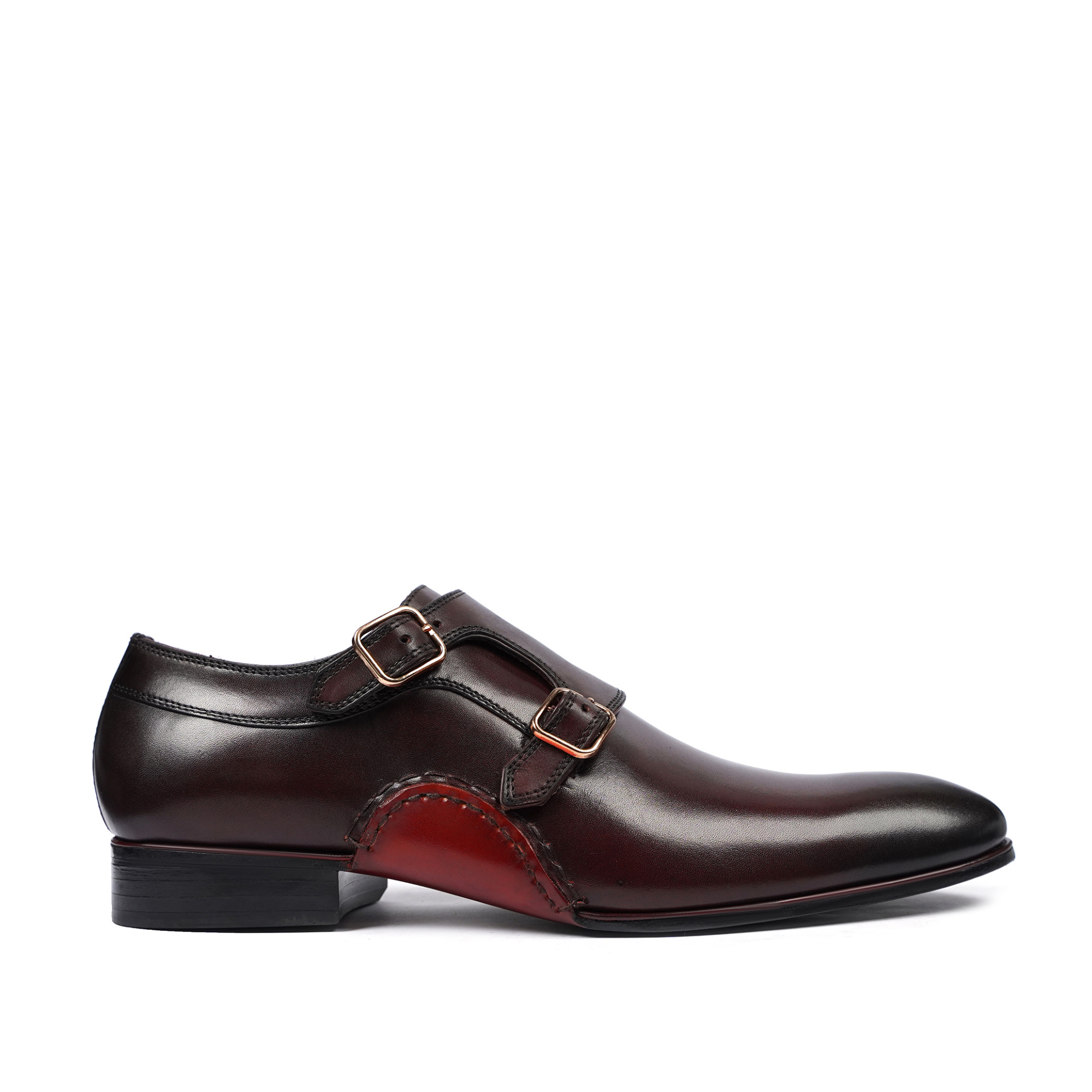Steaphan - Men's Oxblood Patina Calf Leather Double Monkstrap