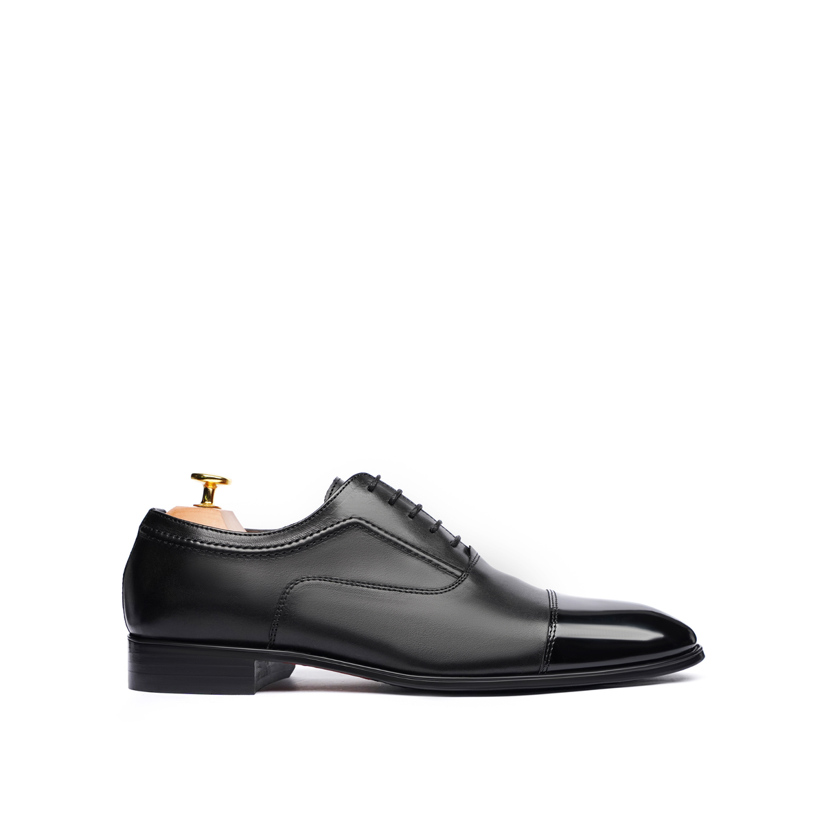 Istanbul - Men's Black Calf and Box Leather High Shine Oxford Shoe