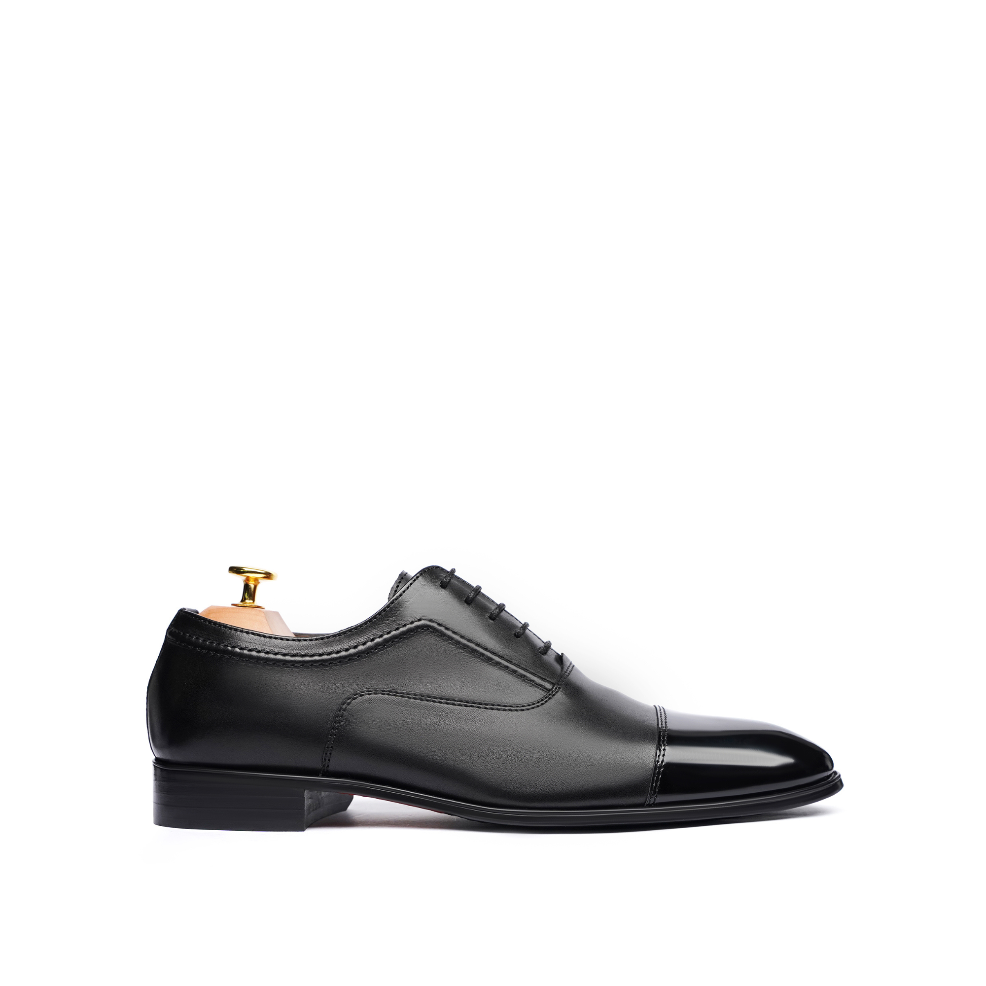 Istanbul - Men's Black Calf and Box Leather High Shine Oxford Shoe